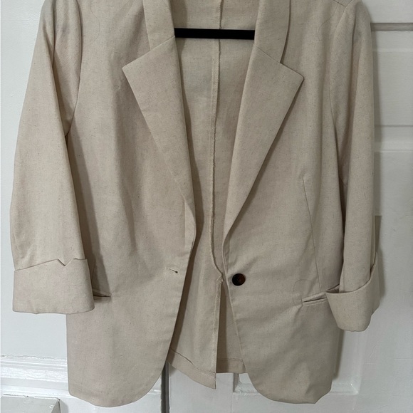 Linen 3/4 Sleeve Blazer - Picture 1 of 3